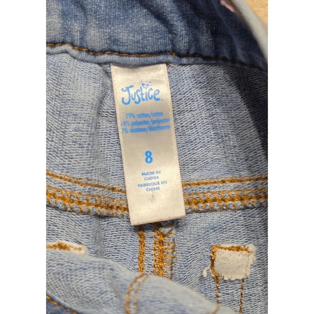 Justice Girls Blue Denim Leggings Jeggings‎ Light Wash Size 8 Pull On Skinny